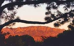 Sunset on the Sandia Mountains as viewed from our portal